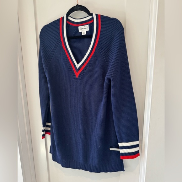 for the Republic Navy blue & red V-Neck Sweater Americana for the USA size L - Picture 4 of 9